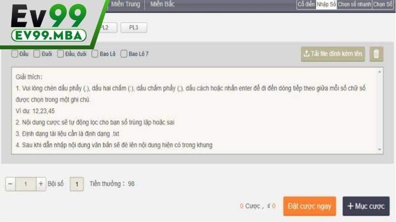 Các hình thức cược trong xổ số 3 miền tại EV99