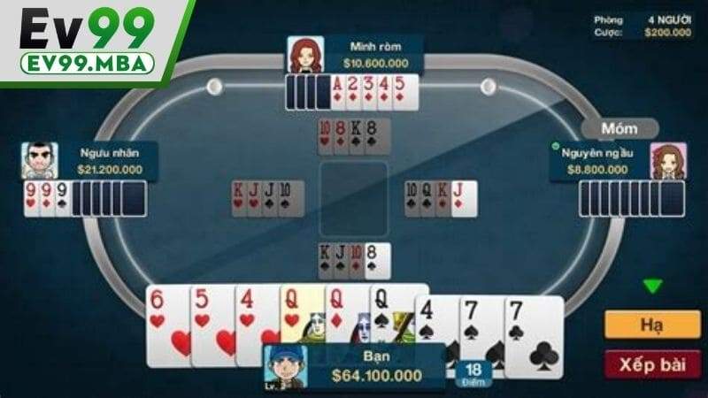 Quy trình chơi 1 ván bàI phỏm online tại EV99