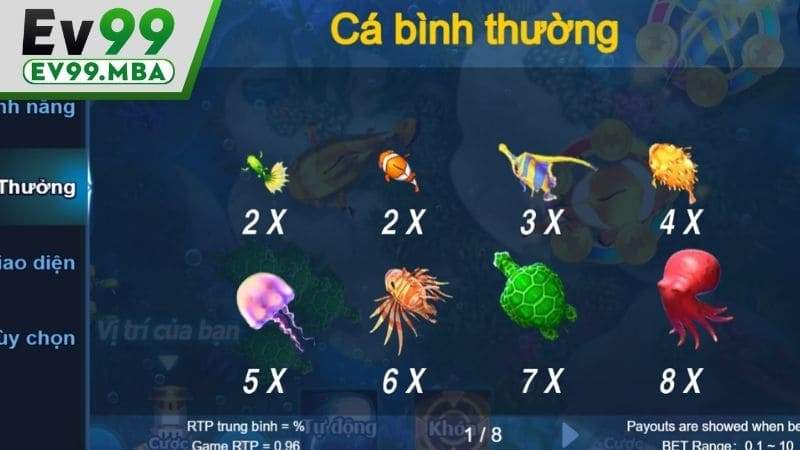 Các sinh vật biển cần tiêu diệt trong Đánh Cá Vui Vẻ