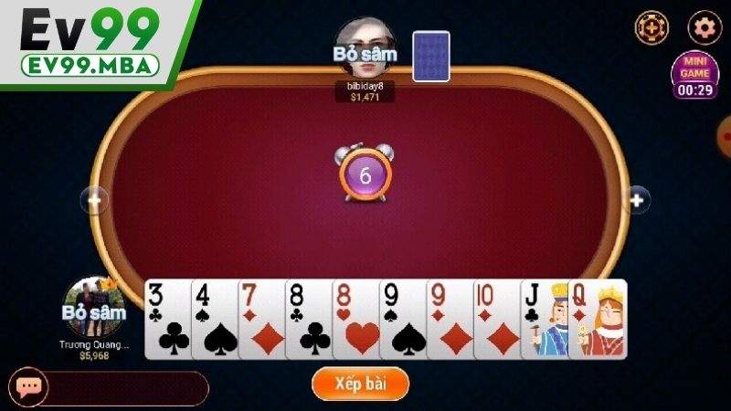 Giao diện chơi bài sâm lốc online tại EV99