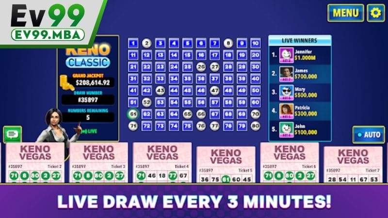 Luật chơi xổ số Keno cực kỳ đơn giản tại EV99
