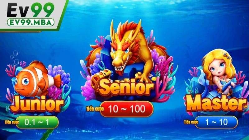 Câu Cá Thưởng có ba phòng chơi với mức cược khác nhau