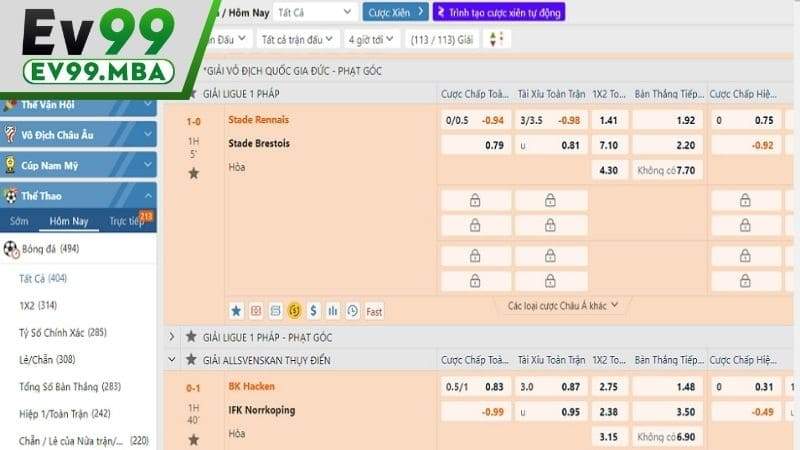 Kèo đồng banh thường xuất hiện cùng với các kèo rung