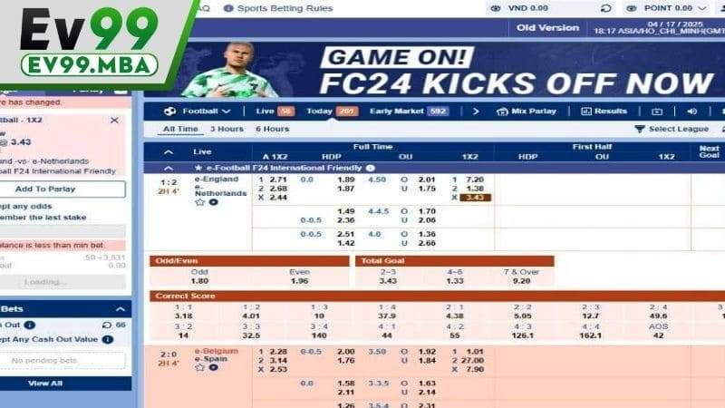 Các trường hợp thắng thua trong kèo theo số bàn thắng toàn trận