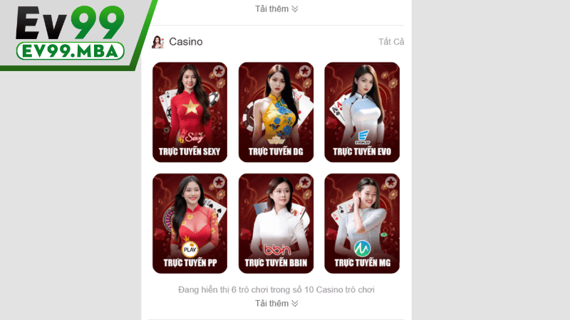 Casino EV99 đem đến nhiều sảnh cược mới lạ